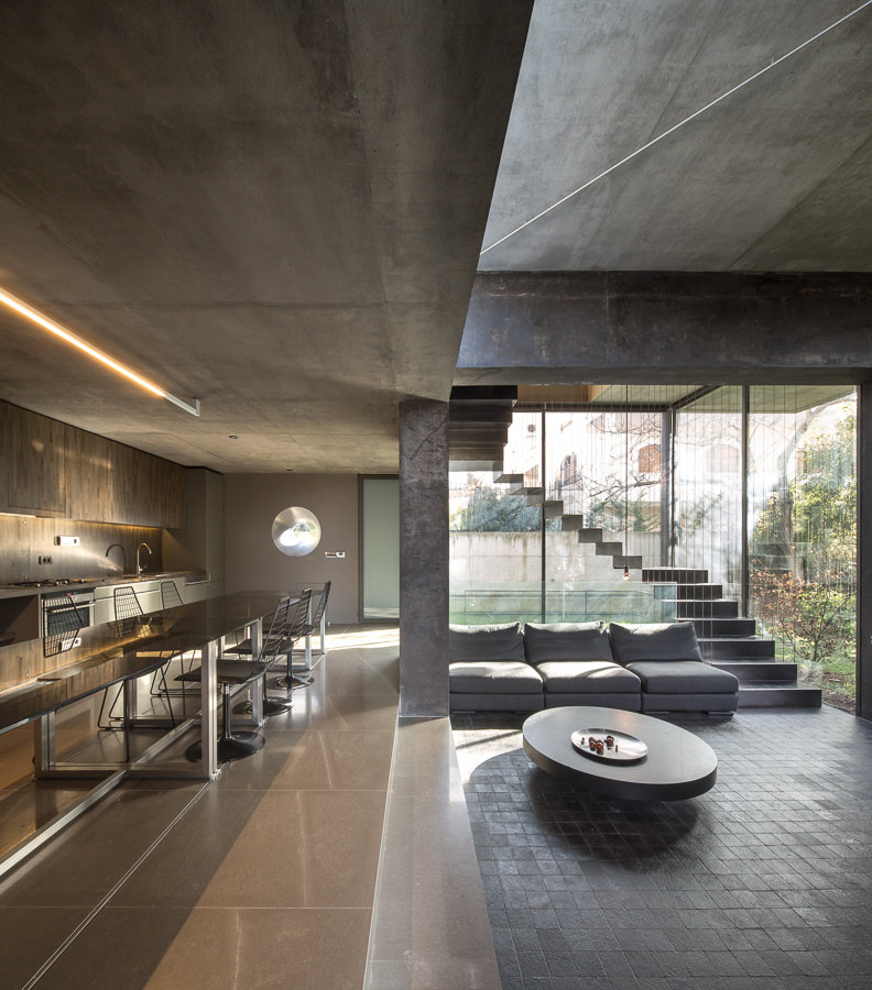 open plan kitchen dining room