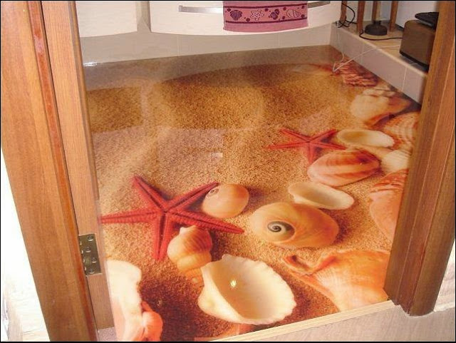3D bathroom floor designs, 3D flooring art