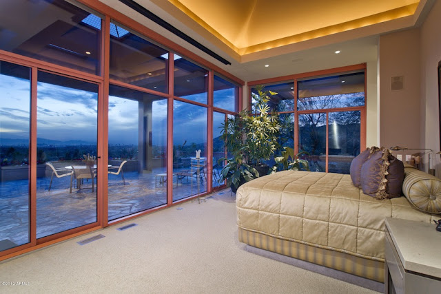 Luxury bedroom with the balcony