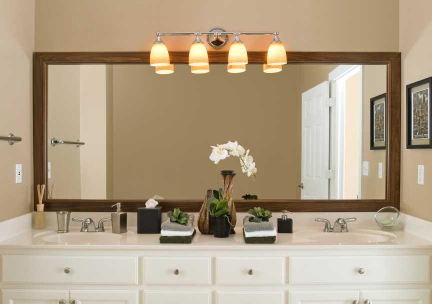 wooden framed bathroom mirrors