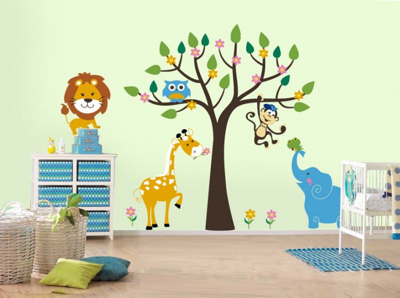 Kids-Bedroom-Wall-Decor-With-Worm-Giant-Wall-Decals-Wallpaper-Kids ...