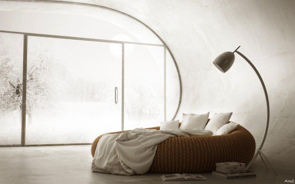 The worst part about this cozy nest of a bed in a futuristically round room is how difficult it would be to extract yourself from its clutches each morning. But there are worse problems to have.