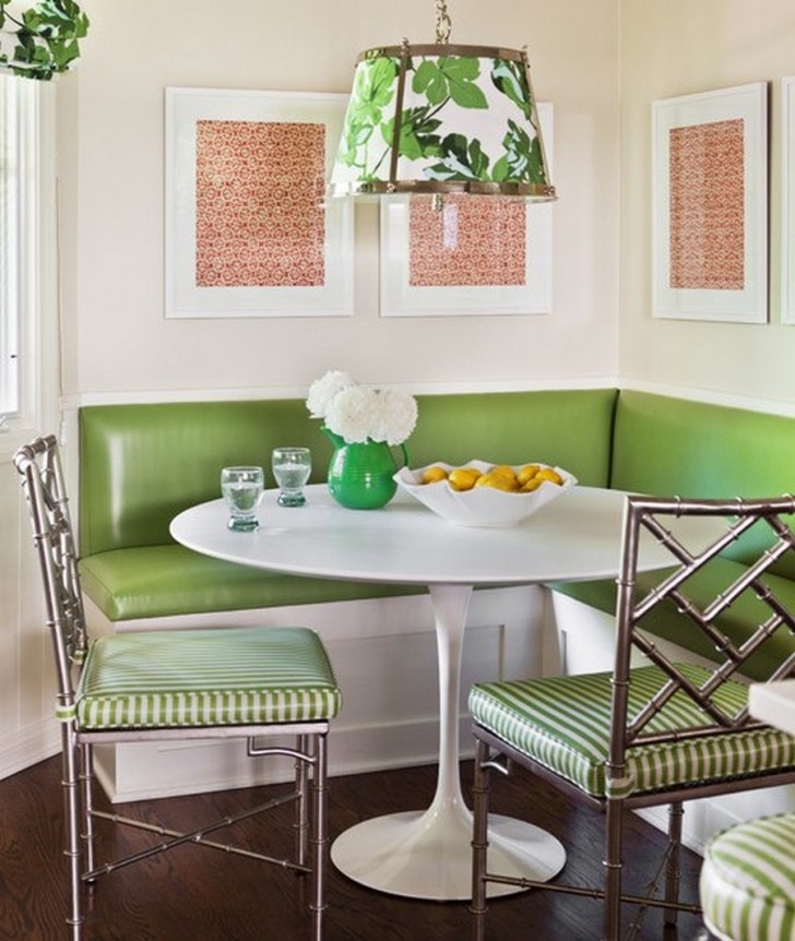 green leather dining room chairs with cream wall paint