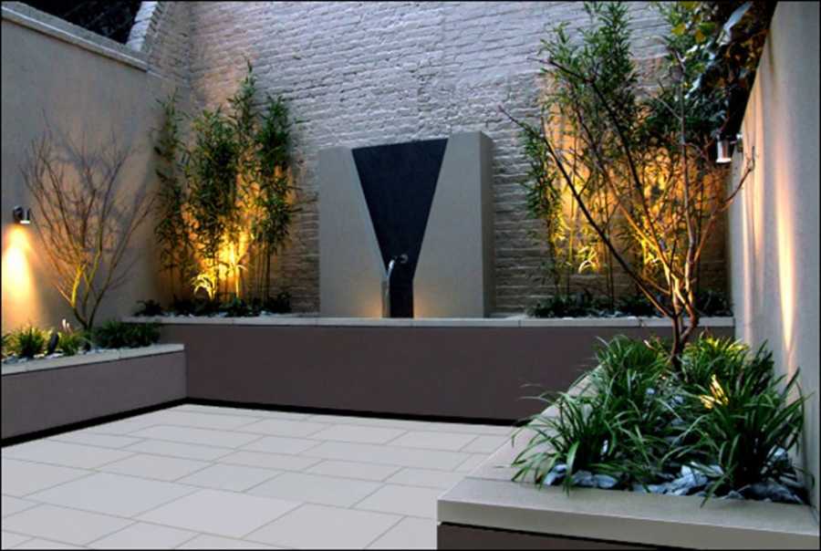 modern garden ideas with lighting decoration
