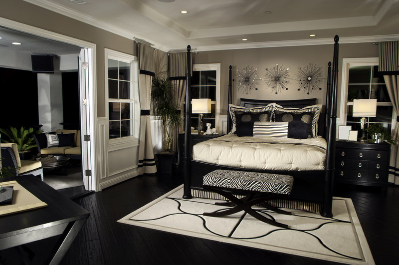 Master bedroom in dark decor