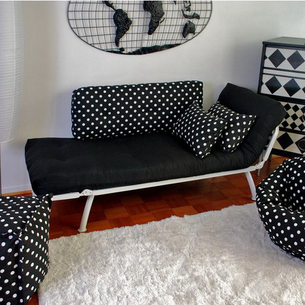polka dot modern sofa upholstery fabric in black and white
