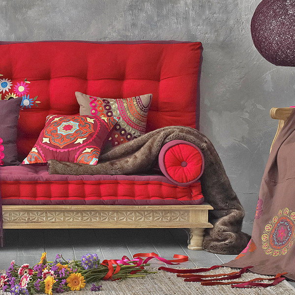 modern sofa for living room design in red color