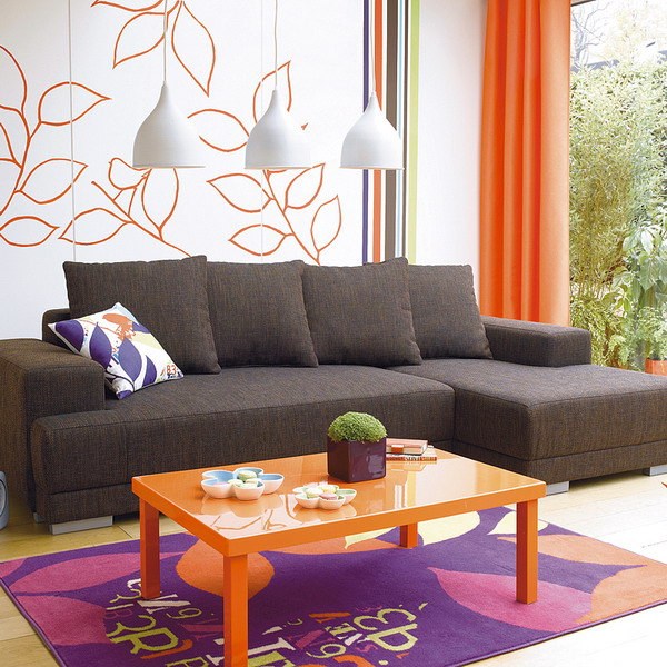 modern sofas with bright cushions are living room furniture design trends
