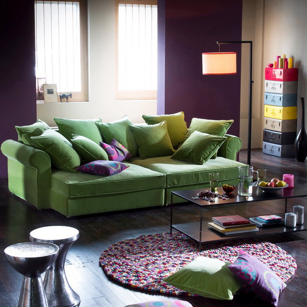 modern sofas in green color for traditional living rooms