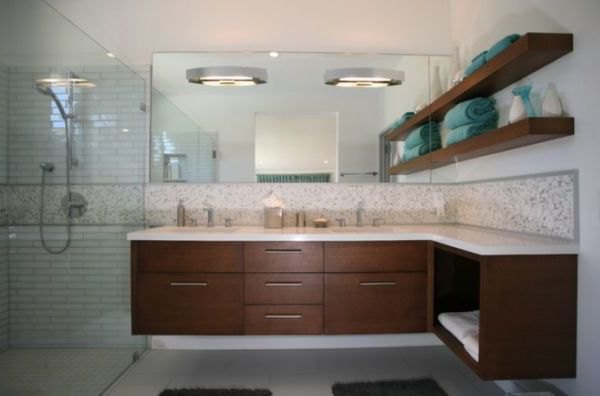 Lavish cherry bathroom cabinet floating effortlessly