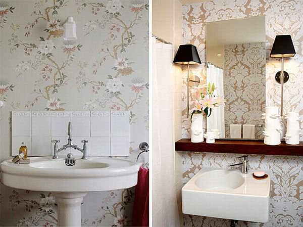choosing grays wallpapers as bathroom decorating ideas