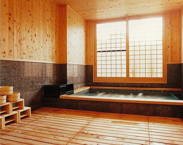japanese bathroom design wood flooring wall decor 