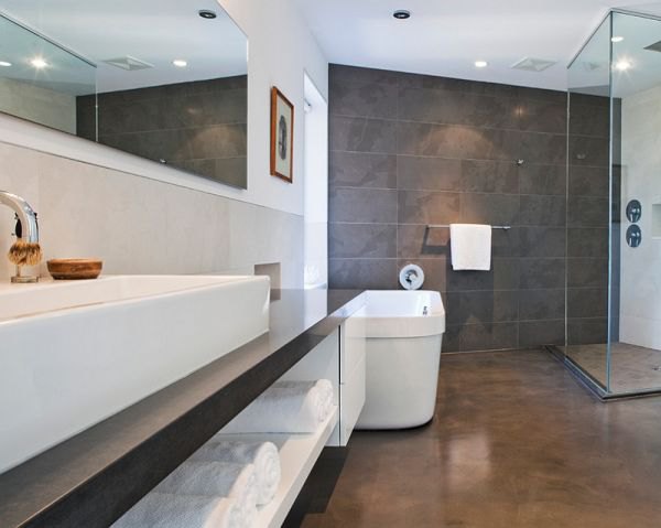 Contemporary bathroom with heated floors