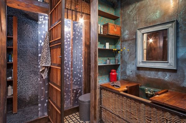 Elegant and unique industrial style bathroom