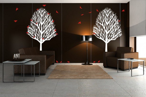 Light Emitting Wallpaper: modern sitting room with ligh emitting wallpaper and arm chair sofa also stand lamp ~ indexms.net Furniture Inspiration