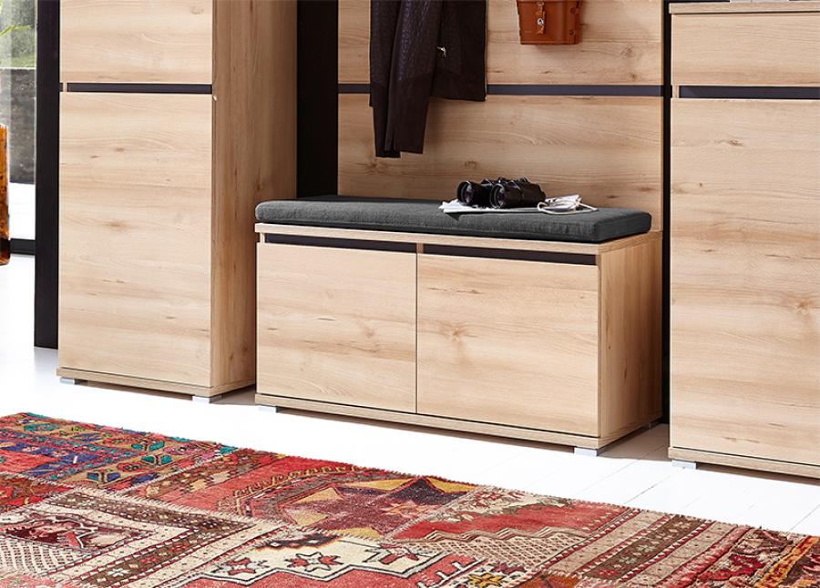 Contemporary Lissabon Shoe Bench in Beech Wood