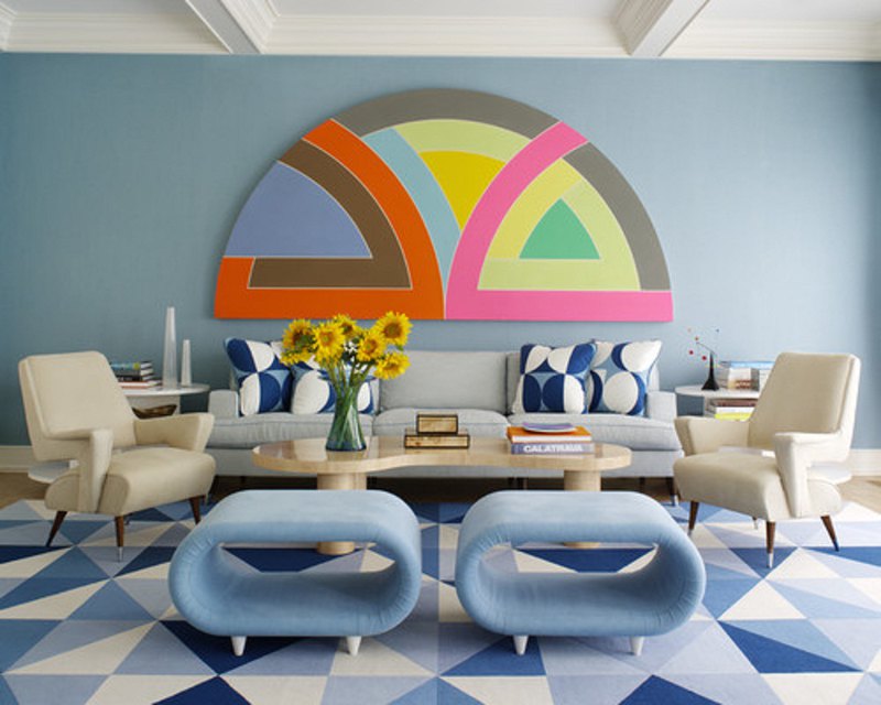 A True Blue Retreat Modern Living Room Design idea
