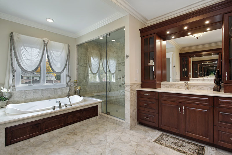 Luxurious bathroom with fusion of classic and modern elements
