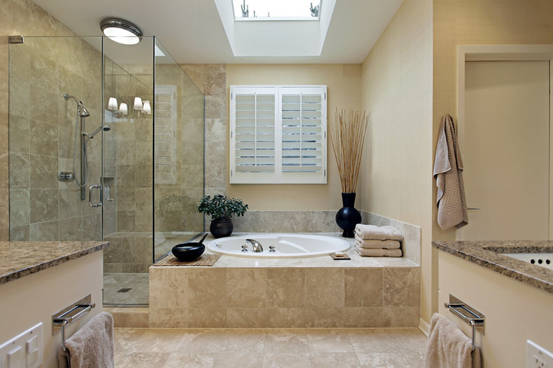 Simple luxury bathroom with Baltic brown granite