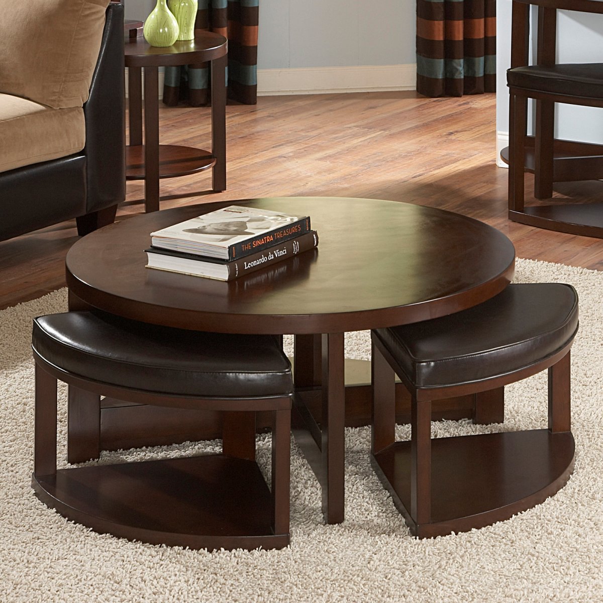 Black Round Coffee Table Ottoman