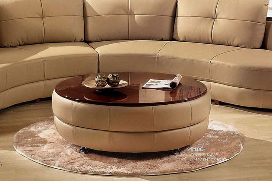 Round Ottoman Storage Coffee Table