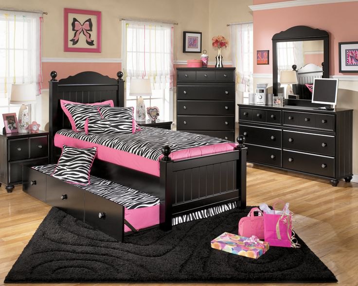 black and pink kids bedroom furniture
