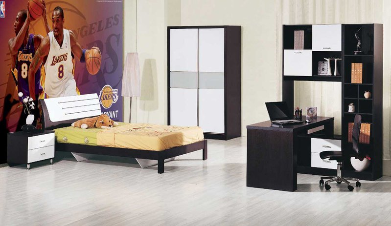Modern Boys Bedroom Furniture Sets With Minimalist Black Color Wooden Bed And Black Kids Furniture Design Also Modern Wallpaper Kids Bedroom Furniture Sets Modern Desk