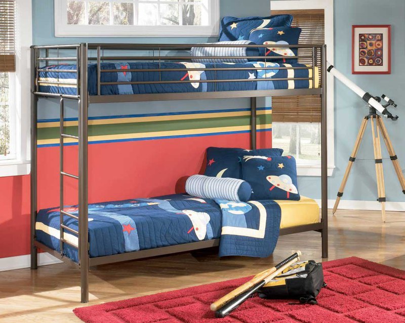 Awesome Simple Kids Bedroom Furniture Sets With Two Level Kids Bedroom Design Also Assorted Color Kids Bed Cover Models Together With Modern Cinnamon Wall Color Decorating Ideas