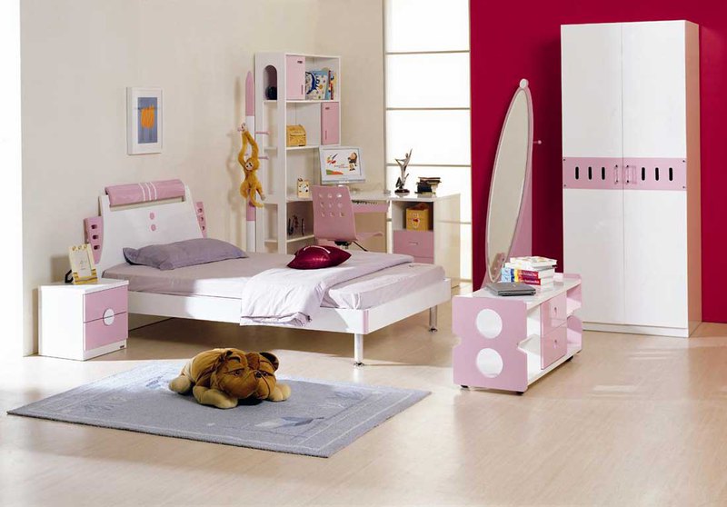 Modern Color Design Kids Bedroom Idea With White Modern Closet Kids Bedroom Furniture Sets Along With White And Magenta Wall Color Kids Bedroom Decorating