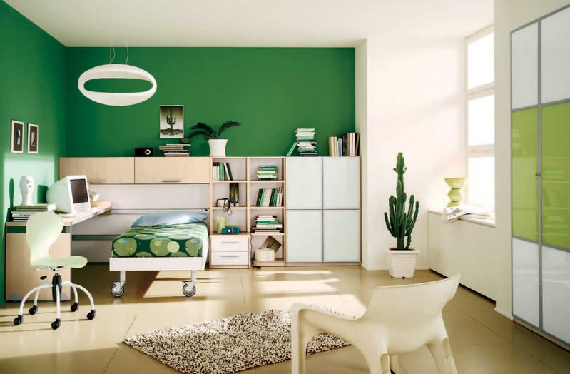 Glamorous Modern Kids Furniture Decorating And Colorful Wall Green Models Kids Bedroom Also Modern Desk And Chairs Kids Furniture Sets With Spacious Bookcase Modern Design Kids Furniture