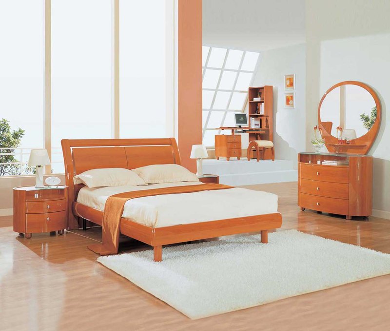 Minimalist Kids Bedroom Color Ideas With Modern Furniture Sets Alos Round Mirror Kids Room Decorating Together With White Fur Rug And Laminate Flooring