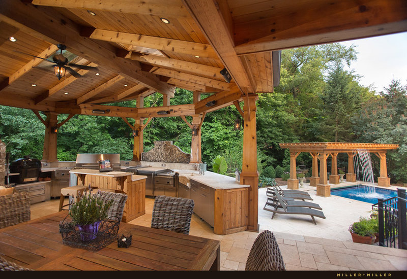 resort-style backyard entertaining pool kitchen hot tub