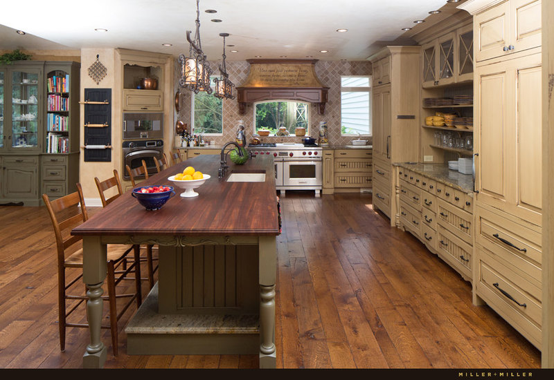 custom kitchen wood countertop island shaker style cabinets