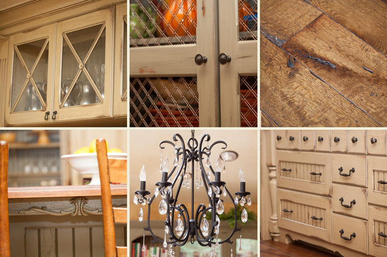 rustic kitchen details knotty floors distressed cabinetry