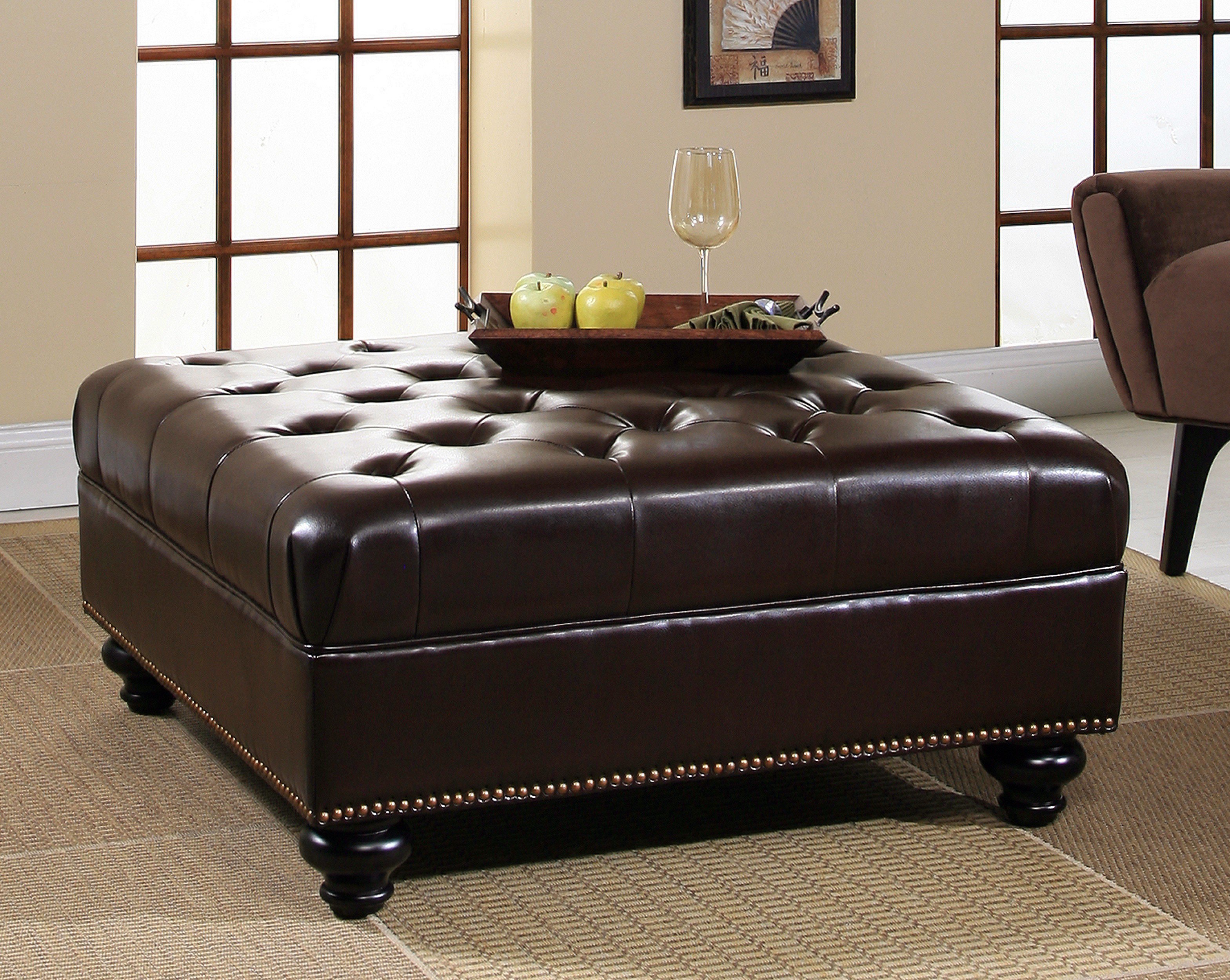 storage ottoman leather