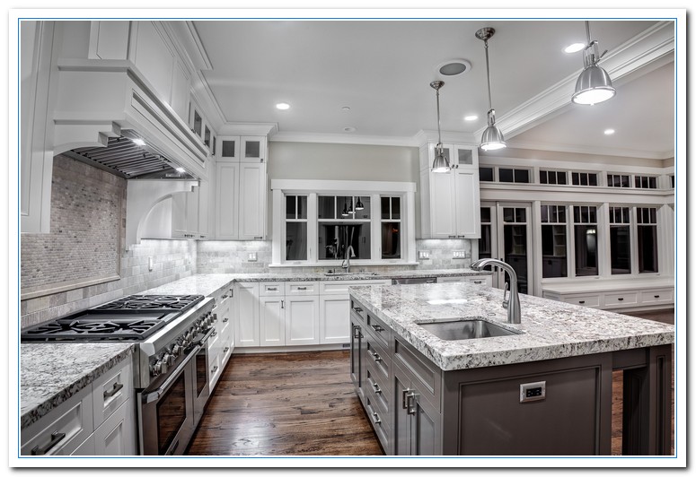 Ultra luxury kitchen with granite colors for countertop and backsplash