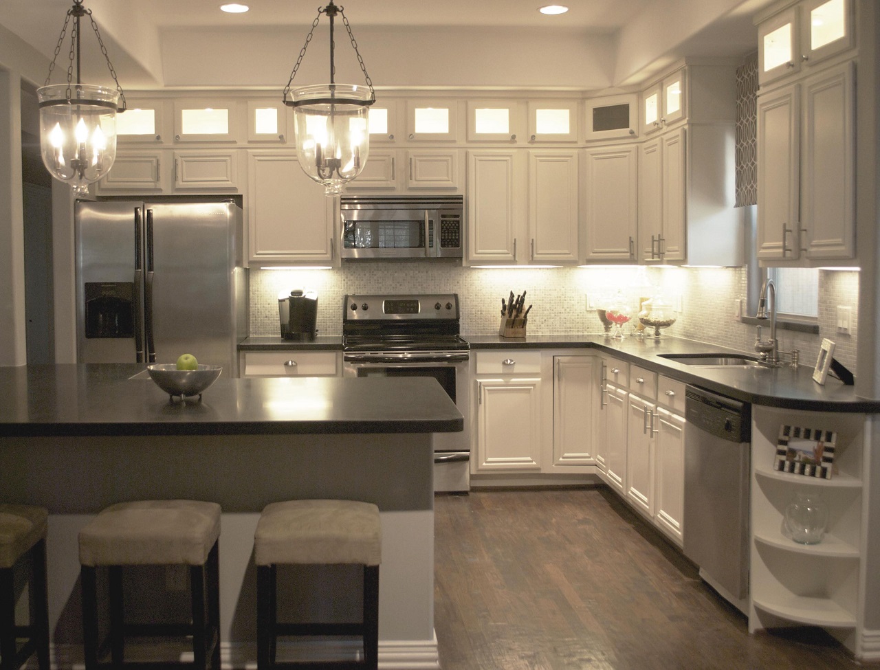 Gorgeous white kitchen with under-cabinet lighting