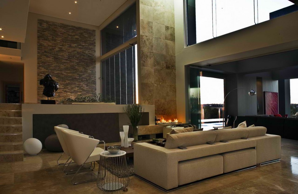 Cool spanish style living room decorated in neutral colors
