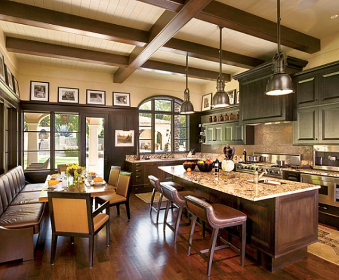 Spanish kitchen decor with chocolate brown