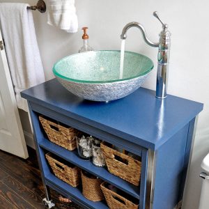 Budget Home Improvement: Turning a Metal Cabinet into a Vanity p1