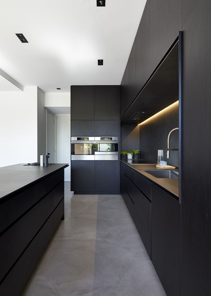 Galley style minimalist kitchen