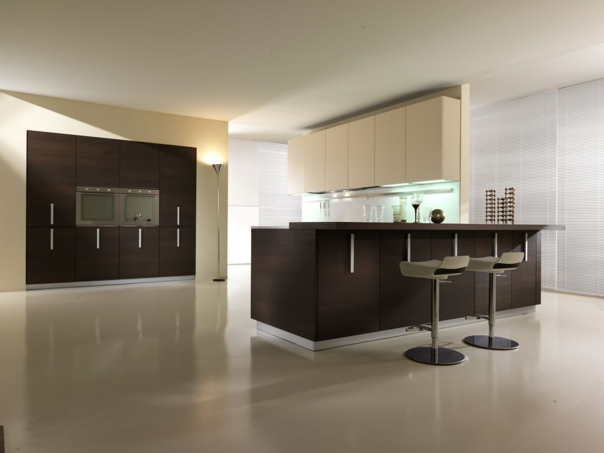 Minimalist home kitchen model with simple luxury vinyl flooring