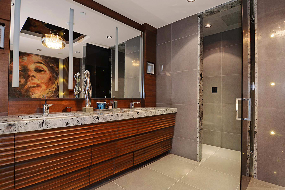 Fabulous Bathroom Wooden Vanity Luxury Penthouse in Vancouver