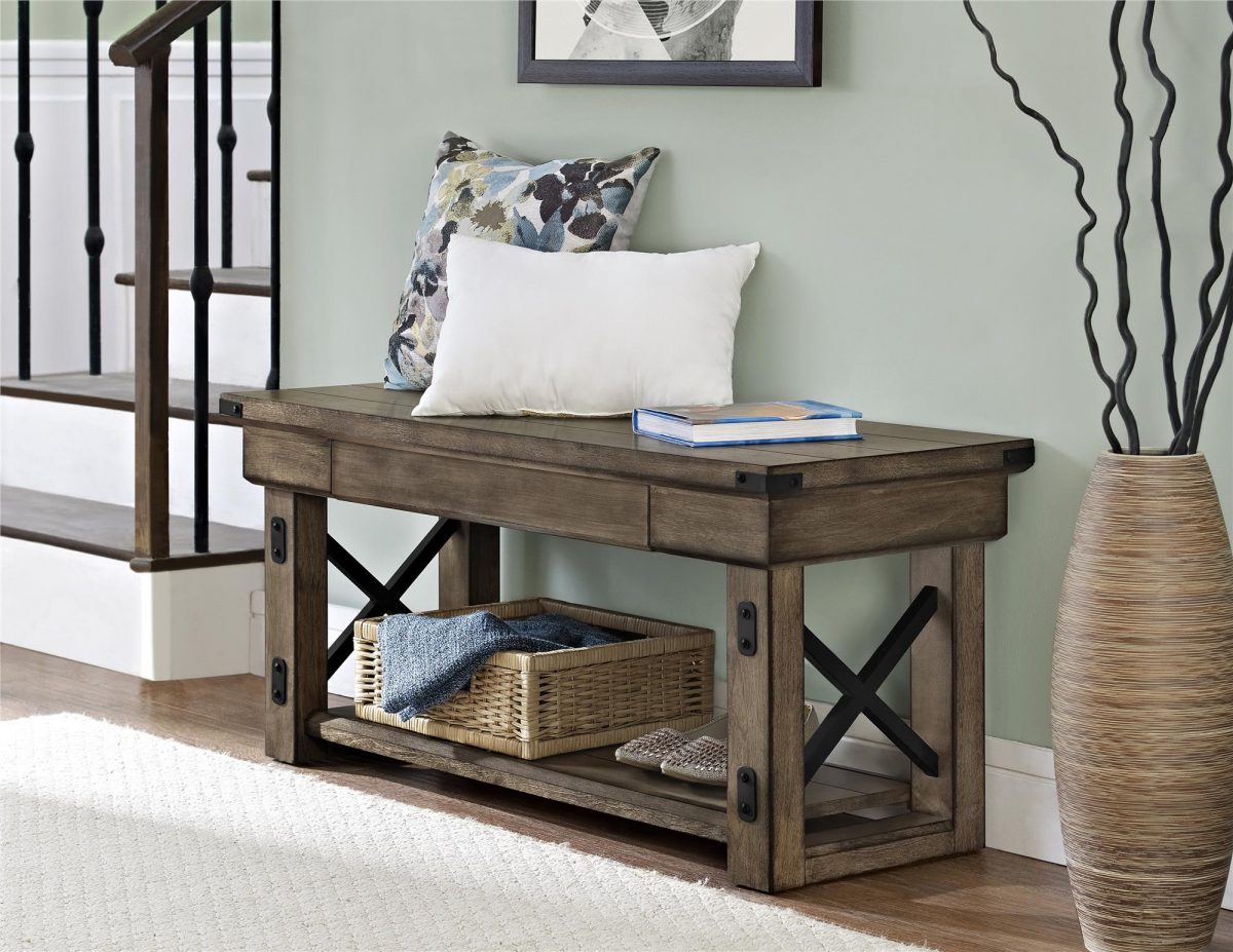 rustic entryway bench