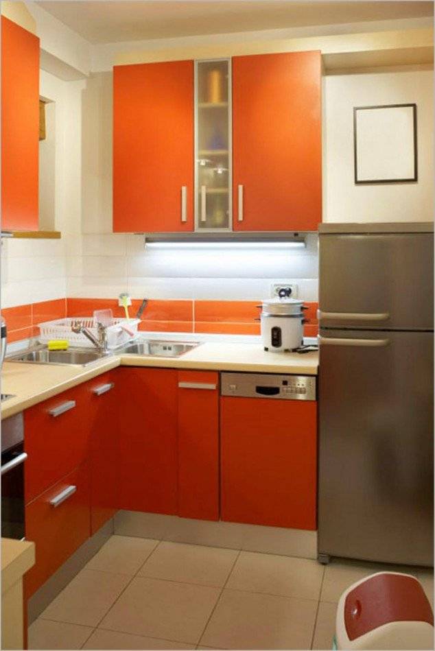 1 - Cute Small Kitchen Designs with red and orange