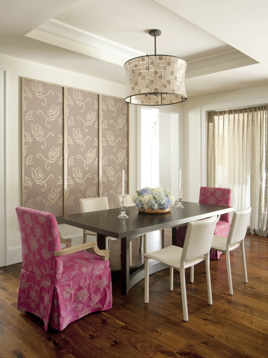Elegant dining table with classic light