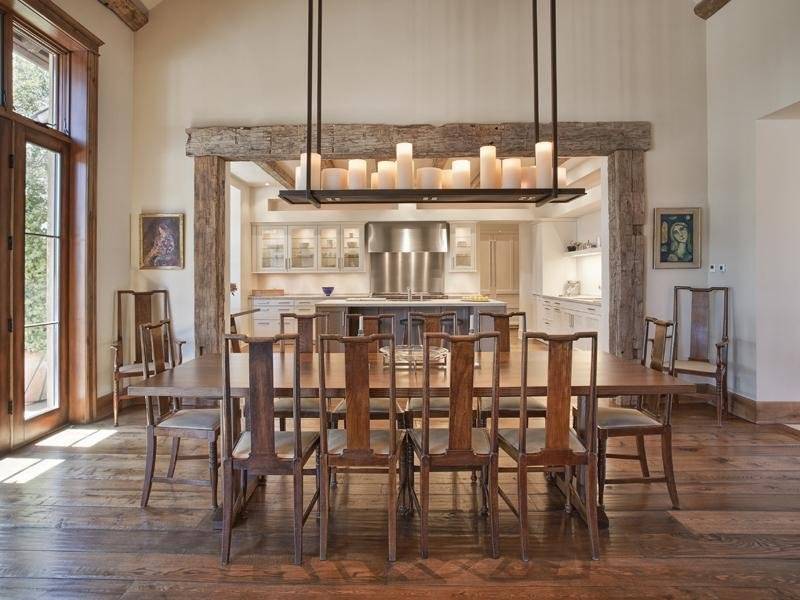 dining table with lights stylized to candles