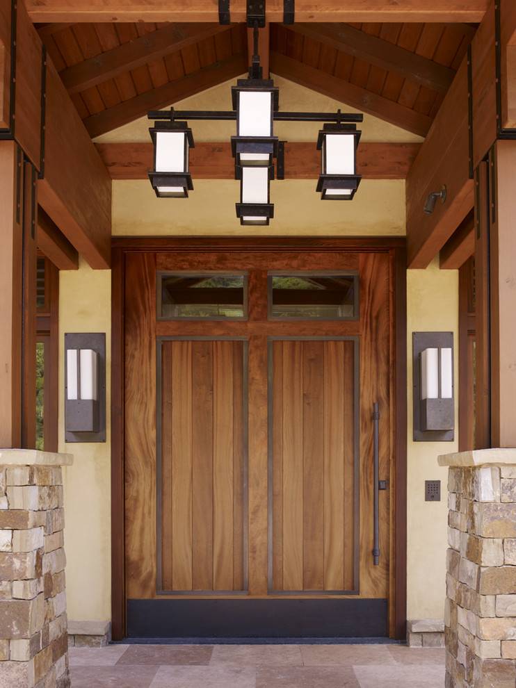 prairie style light fixtures for contemporary entry with front door