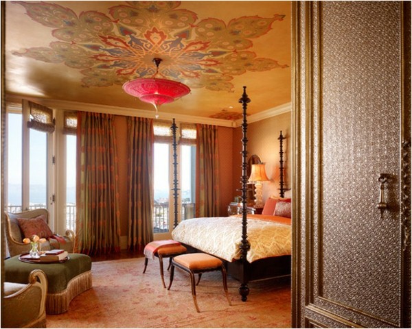 oriental design bedroom ceiling decorative flowers