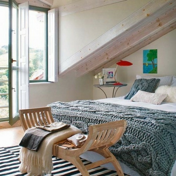 bedspread bedrooms interesting knitted bench in the attic